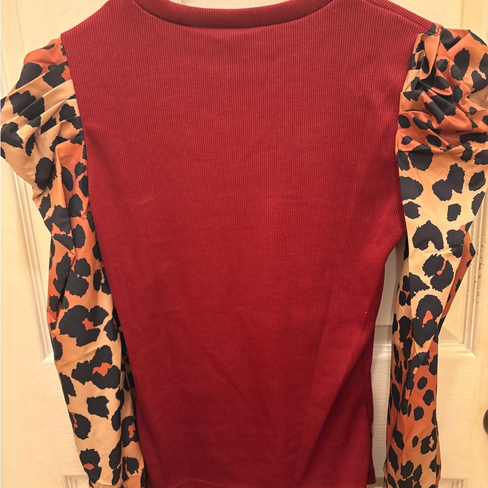 Ruffled RedBurgandy Leopard